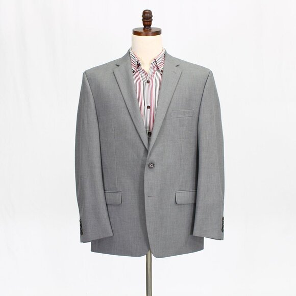 Chaps 46R Gray Solid 2-Button Sport Coat Blazer Jacket P344 - Picture 1 of 11